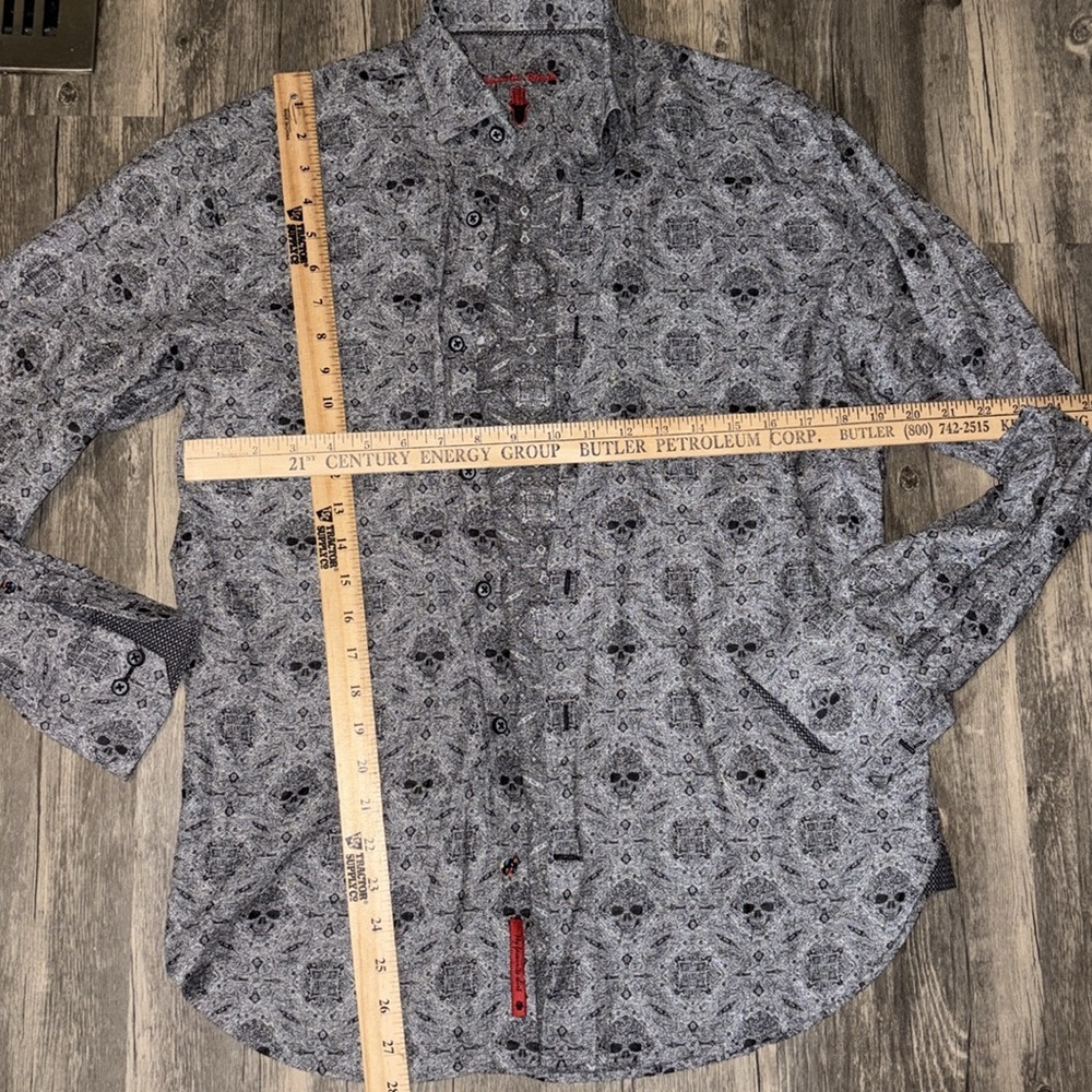 Luciano Visconti Limited Edition Mens  small Skull Paisley Collared Button Shirt - Picture 3 of 5